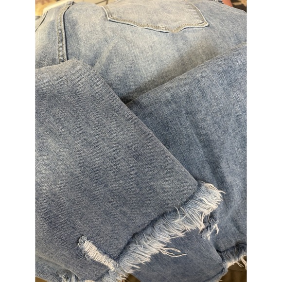 Risen Women's Cropped Ankle Jeans 3XL Distressed Frayed Ends Medium Wash - Picture 2 of 16